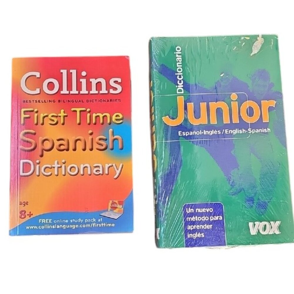 Collins Spanish Dictionary and sealed Vox Junior Dictionary Set